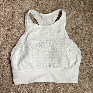 lululemon white high neck sports bra with detailing